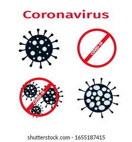 Coronavirus icons set. Stop COVID-19 symbols. Isolated vector illustration. 