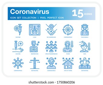 Coronavirus Icons Set. UI Pixel Perfect Well-crafted Vector Thin Line Icons. The illustrations are a vector.