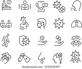 coronavirus icons,Measures, Coronavirus Symptoms icons vector design