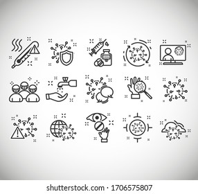 Coronavirus and illness vector icon set design. Virology outline iconset. Was created with grids for pixel perfect.