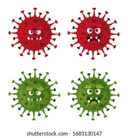 Coronavirus Illustrated Character. Prevention of COVID-19. Vector Illustration for children. Virus stickers