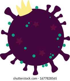 Coronavirus illustration, corona virus cell with crown