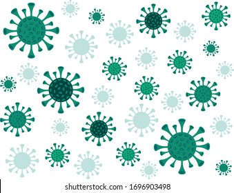 Coronavirus illustration green pattern on white background