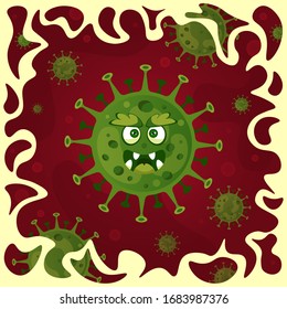 Coronavirus illustration. SARS-CoV-2. Epidemic 2020. China coronavirus strain close up