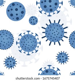 Coronavirus illustration, seamless pattern. Coronavirus danger, symbol, logo of disease.