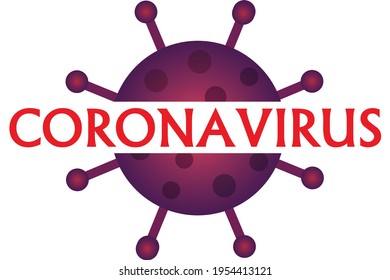 Coronavirus illustration vector isolated on white background. Virus icon, and text. Health, healthcare, protection, alert concept for websites, brochure, banner, presentation.