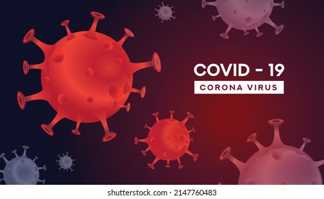 Coronavirus, Illustration Of Virus Background, Coronavirus Disease COVID-19 Infection Medical. Red - Blue Gradient Background.
