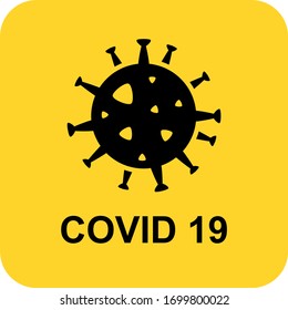 Coronavirus illustration. Virus. Respiratory disease causing germ microorganism. Flat minimalist design. white background Gray black vector. product brand service label banner board display. App icon.