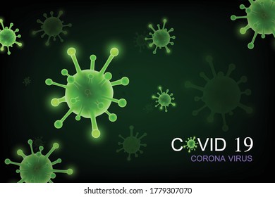 Coronavirus image or COVID-19 for presentation or publicity green background