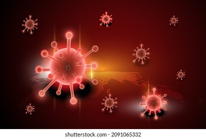 Coronavirus image or COVID-19 for presentation or publicity,The spread of the covid virus around the world. Coronavirus disease COVID-19 infection medical with typography.concept red background