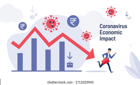 Coronavirus Impact on Economy Banner Template. Bar Graph.