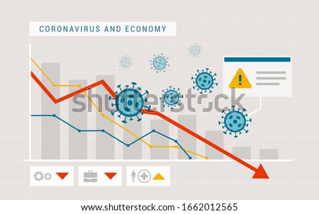 Coronavirus impact on global economy and stock markets, financial crisis concept