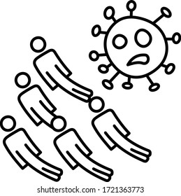 Coronavirus Incidence and Mortality Rate of  Humans Concept, Virus with Dead bodies vector icon design, 