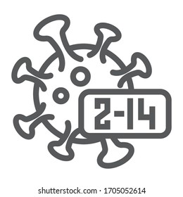 Coronavirus incubation period line icon, infection and covid-19, virus sign, vector graphics, a linear icon on a white background, eps 10