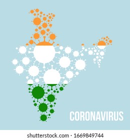 Coronavirus in India Map Bacteria COVID-2019 Pandemic Vector 