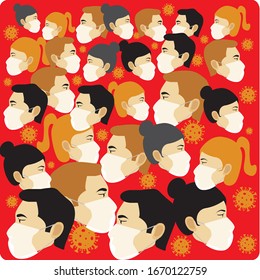 Coronavirus in India. Novel Coronavirus (2019-nCoV), people in white face mask, wear face mask at crowded places to safe yourself.