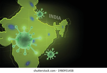 Coronavirus india,The area showing the Coronavirus Critical Point or COVID 19 in the India Map