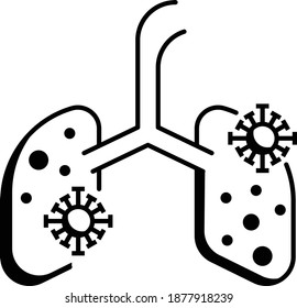 Coronavirus infected lungs concept, Human Organs on White background, Pulmonary pathological Covid-19 vector Icon design