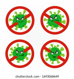 Coronavirus infectó ninguna entrada permitida establecida en fondo blanco transparente. Infección por microbios de virus Covid-19 sin plantilla de entrada permitida