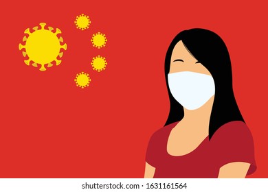 Coronavirus Infection in China. Novel coronavirus (2019-nCoV), woman in protective medical face mask. Concept of coronavirus quarantine.