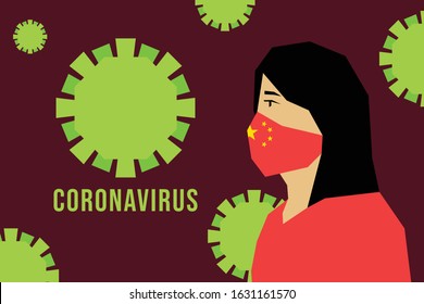 Coronavirus Infection in China. Novel coronavirus (2019-nCoV), woman in protective medical face mask. Concept of coronavirus quarantine.