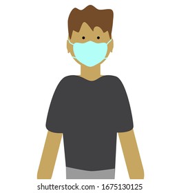 Coronavirus. Coronavirus infection COVID 19. Man in protective mask. Cough icon. Virus structure. Infographics. Vector illustration on isolated background
