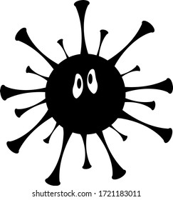 Coronavirus infection COVID-19, microbes vector sketch black silhouette cartoon
