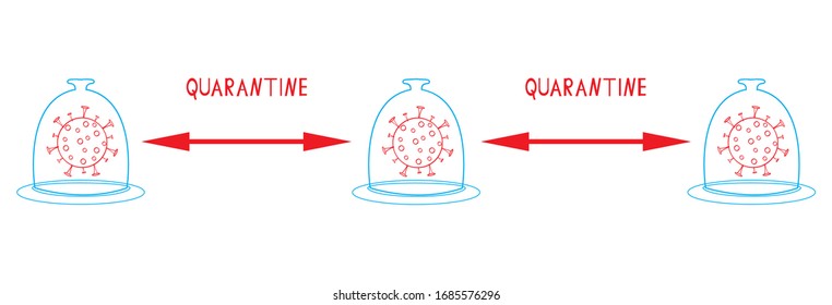 Coronavirus infection isolation. Keeping distance due to virus. Quarantine due to seasonal flu. Vector illustration