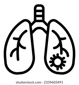 Coronavirus infection in lung line icon. Human organ and virus bacteria outline style pictogram on white background. Infected human lungs for mobile concept and web design. Vector graphics