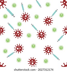 Infektionsmuster mit Coronavirus. Virus, Injektionen, Impfung