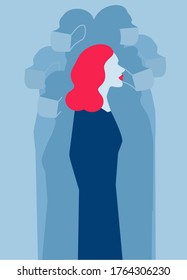 Coronavirus infection. Personal protective equipment. Group of people. Prevention of coronavirus. Concept art coronavirus. Image of people. Vector illustration.