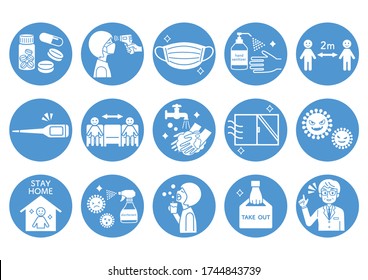 Coronavirus Infection Prevention Icon Set.