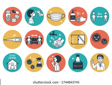 Coronavirus Infection Prevention Icon Set.