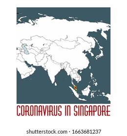 Coronavirus infection in Singapore, Asia map with emphasized country. 2020 disease. Vector stock illustration in cartoon style.