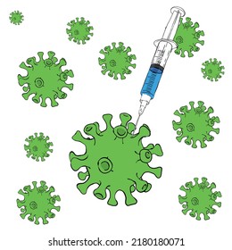 Coronavirus Infection Sketch Macro With A Syringe