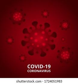 Coronavirus infectious bacterium on a dark red gradient. Coronavirus symbol. Pandemic novel coronavirus outbreak COVID-19.