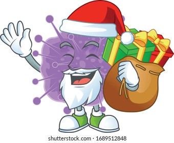 Coronavirus influenza Cartoon character of Santa with box of gift