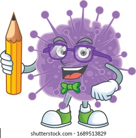 Coronavirus Influenza Clever Student Character Using A Pencil