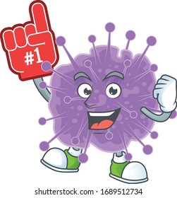 Coronavirus influenza presented in cartoon character design with Foam finger