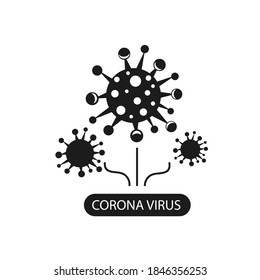 Coronavirus infographic icon. The causative agent of a respiratory infection. Bacteria pandemic poster. Logo sign isolated white background. Corona virus infection vector illustration.