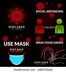 Coronavirus infographic. Stay safe from Covid-19 (Coronavirus Disease 19). Health appeal banner for the community and social media post. Vector illustration.