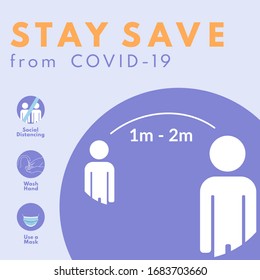 Coronavirus infographic. Stay safe from Covid-19 (Coronavirus Disease 19). Health appeal banner for the community and social media post. Vector illustration.