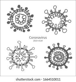 Coronavirus ink disease set .Vector illustration.
