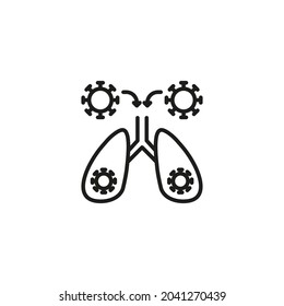 Coronavirus en el icono Pulmones en vector. Logotipo