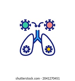 Coronavirus into the Lungs icon in vector. Logotype