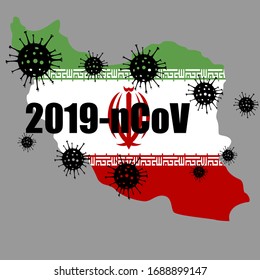 coronavirus in Iran. The spread of the epidemic in the state of Iran. Iran map and strength of coronavirus, vector graphics.
