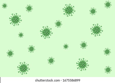 Coronavirus isolated on green background. Protection against a viral pandemic. Virus cells background. Coronavirus infection control. Bacteria in the air