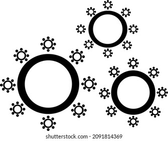 Coronavirus isolated on white background.Black doodle silhouettes set on white background.Vector illustration.