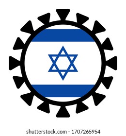 Coronavirus Israel flag on white background. Covid-19 medical infection icon. 2019-ncov virus epidemic concept illustration. 