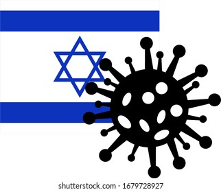 Coronavirus in Israel, illustration coronavirus icon and israel flag
